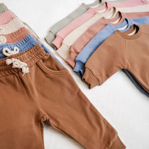 Kids Plus Size Spring Tracksuit Sets <b>Hoodie</b> and Sweatpants Solid Color Cotton Casual Long Sleeve - Product Image 4