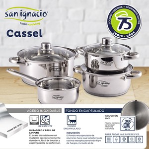 Set di pentole Cassel da 7 pezzi e 3 padelle da 16/20/24 cm, rosso, alluminio pressofuso, antiaderente, compatibile con l'induzione - Product Image 2