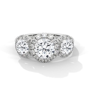 Bague Halo à 3 Pierres en Argent Sterling 925 avec CZ Rond Brillant de 1,0 ct, Bague de Fiançailles Élégante, Bague de Promesse de Mariage pour Femme, Cadeau - Product Image 1