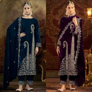 Top Dupatta de Fiesta Indio-Pakistaní, Diseño de Alta Costura, ¡Nuevo! ¡Hermosa Tela de Terciopelo con Bordado de Lentejuelas! - Product Image 3