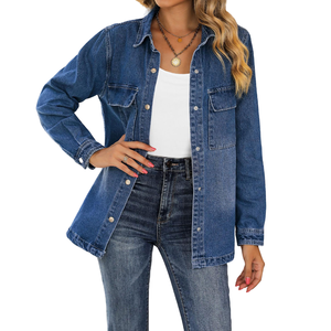 Camisa Vaquera de Mezclilla para Mujer, Servicio OEM, Nuevo Diseño de Moda, Transpirable, Lisa, Teñida, para Uso en Exteriores - Product Image 5