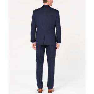 Completo da Uomo Classico Elasticizzato in Twill Blu Navy con Gilet, Taglia 40, Chiusura Pantaloni con Bottone, Stile Club Room Classico Blu Navy - Product Image 2