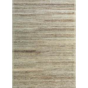 พรมขนสัตว์อัฟกันถักมือสีเบจและสีน้ำตาลลายทาง รุ่น AKWL-4016 รูปทรงสี่เหลี่ยมผืนผ้า สำหรับห้องนั่งเล่น ใช้ในบ้าน วัสดุวิสโคส - Product Image 1