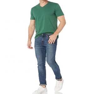 Camisetas de Cuello en V para Hombre, Manga Corta, Alta Calidad, Estilo Casual, 100% Algodón, Camisetas Extra Grandes, Impresión de Logotipo Personalizada 2026 - Product Image 2