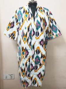 Ikat Print Women Wear Bathrobe <b>Velvet</b> Kimono <b>Dress</b>, Indian <b>Long</b> <b>Velvet</b> Bathrobe Kimono, Unisex <b>Velvet</b> Robe Luxurious Bathrobes f - Product Image 2