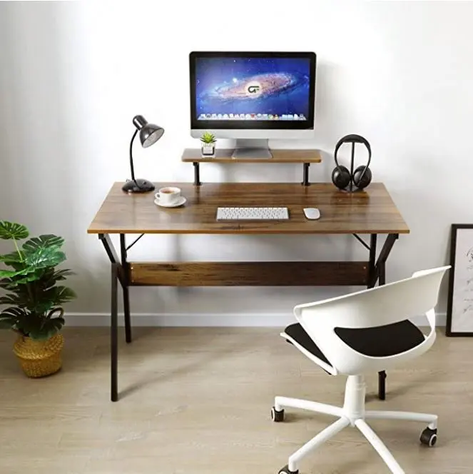 Escritorio de madera y Metal con forma de R para ordenador, escritorio de esquina de estudio para trabajo en casa, oficina, PC, portátil, precio barato, estilo Simple