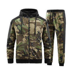 Survêtements zippés camouflage pour hommes, vierges, personnalisables avec logo brodé, fabrication de vêtements, tenue décontractée, motif uni - Product Image 1