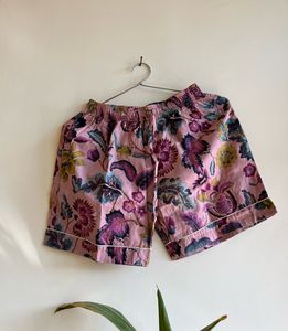Femmes 100% coton col en v pyjama ensemble Sexy imprimé fleuri respirant main bloc imprimé vêtements de nuit Shorts grande taille doux grande taille - Product Image 2