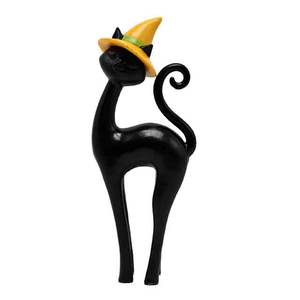 Новая Роскошная статуя черного кота с шляпой ведьмы элегантный Хэллоуин домашний декор Готический Хэллоуин украшения страшный подарок для вечеринки - Product Image 1