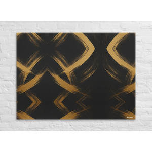 Tableau mural abstrait Golden Echo XL noir et or, panneau encadré Art Déco moderne pour décoration murale, édition Mansion - Product Image 5
