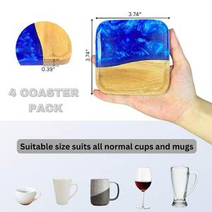 Vente en gros Ensemble de sous-verres en résine et en bois, sous-verres de table élégants et durables faits à la main, beaux sous-verres en pierre - Product Image 4