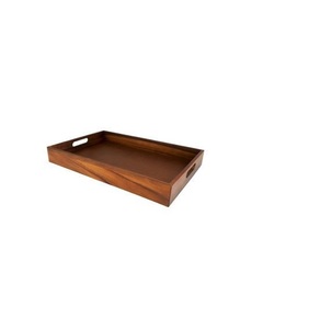 Bandeja de Servir de Madera Ecológica con Diseño de Asa de Metal, Apta para Lavavajillas, para Decoración Festiva Tradicional, Servir Té, Café y Desayuno - Product Image 1