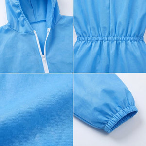 Combinaison de protection jetable bleu clair avec capuche et fermeture éclair sur le devant, combinaison intégrale pour le travail - Product Image 6