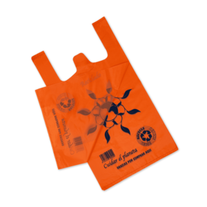 เสื้อยืดพลาสติกพิมพ์ลาย HDPE สำหรับใช้ในซูเปอร์มาร์เก็ตแบบม้วนถุงช้อปปิ้งเป็นมิตรกับสิ่งแวดล้อม - Product Image 2
