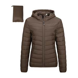 Outdoor Ventures Manteau d'hiver matelassé à fermeture éclair complète pour femmes imperméable à l'eau Veste bouffante à fermeture éclair complète Capuche en coton sur le devant - Product Image 1