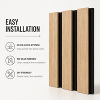 Panneau mural acoustique en bois, panneau absorbant le son à lattes, grain de bois naturel, revêtement intérieur pour la maison, le bureau, l'hôtel