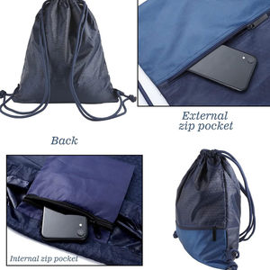 High Quality Custom Zipper Hasp Closure Stylish Design Soft Handle Linen Unisex Waterproof Polyester Outdoor <b>Drawstring</b> <b>Backpack</b> - Product Image 4