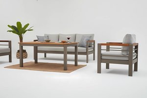 Muebles de Exterior Modernos y Duraderos Palermo Desmontados, Juego de 3+1+1, Estructura de Aluminio, Resistentes a la Luz Solar, Repelentes al Agua, Tela de Olefina - Product Image 2