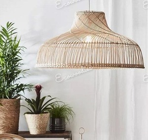 Lámpara de bambú tejida a mano moderna y sencilla lámpara colgante de mimbre para sala de estar balcón Hotel Resturent - Product Image 2