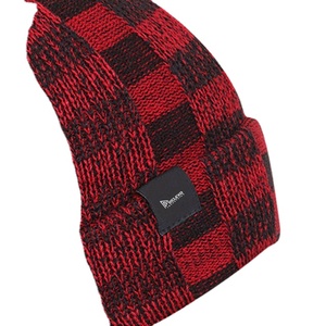 Gorro de Punto Acrílico de 300 GSM, Diseño a Cuadros, Rojo y Negro, Gorro de Invierno, Térmico, Cálido, para Esquí, Unisex, con Logotipo Personalizable para Compras al por Mayor - Product Image 3