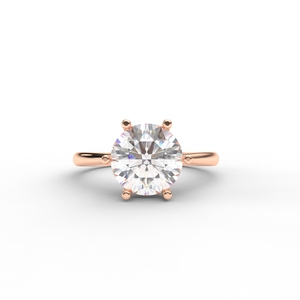 Bague de fiançailles solitaire en diamant de laboratoire rond brillant certifié IGI en or rose/blanc et jaune 14 carats - Product Image 1