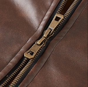 แจ็กเก็ตหนังระบายอากาศได้แฟชั่นใหม่แจ็กเก็ตหนังลำลองฤดูหนาวสีตัดกันมีฮู้ดสำหรับกลางแจ้ง - Product Image 4