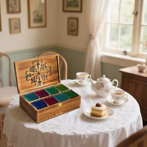 Wooden Eco-Friendly <b>Foldable</b> Spice Storage Box Modern Decorative Organizer for <b>Kitchen</b> Countertop Office - Product Image 3