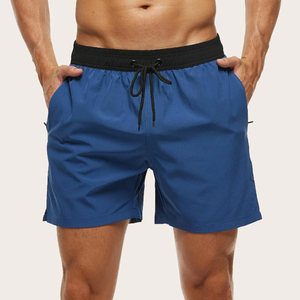 Bañador azul marino para hombre con cordón en la cintura cómodo color block sólido patrón inferior para playa o piscina - Product Image 6