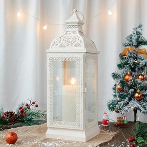 Linternas de velas de metal decorativas hechas a mano de diseñador real blanco para interiores y exteriores - Product Image 5
