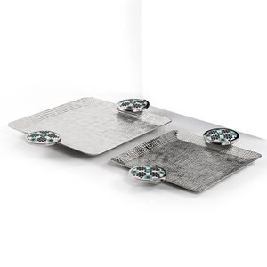 Nouveau Plateau de Service en Aluminium 2026, Nickelé, avec Poignées en Bois Émaillées Imprimées – Décoration de Cuisine Unique pour Restaurants et Alimentation - Product Image 4