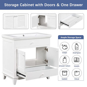 Mueble de Baño Independiente con Puerta de PVC Termoformado sin Marco, Armario de Almacenamiento para Cocina y Baño, Venta de Fábrica - Product Image 5