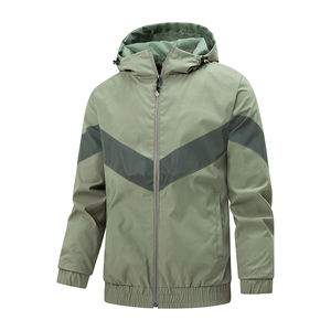 Veste à capuche imperméable pour hommes avec col montant en toile pour la randonnée et le camping Veste de camouflage cargo - Product Image 1