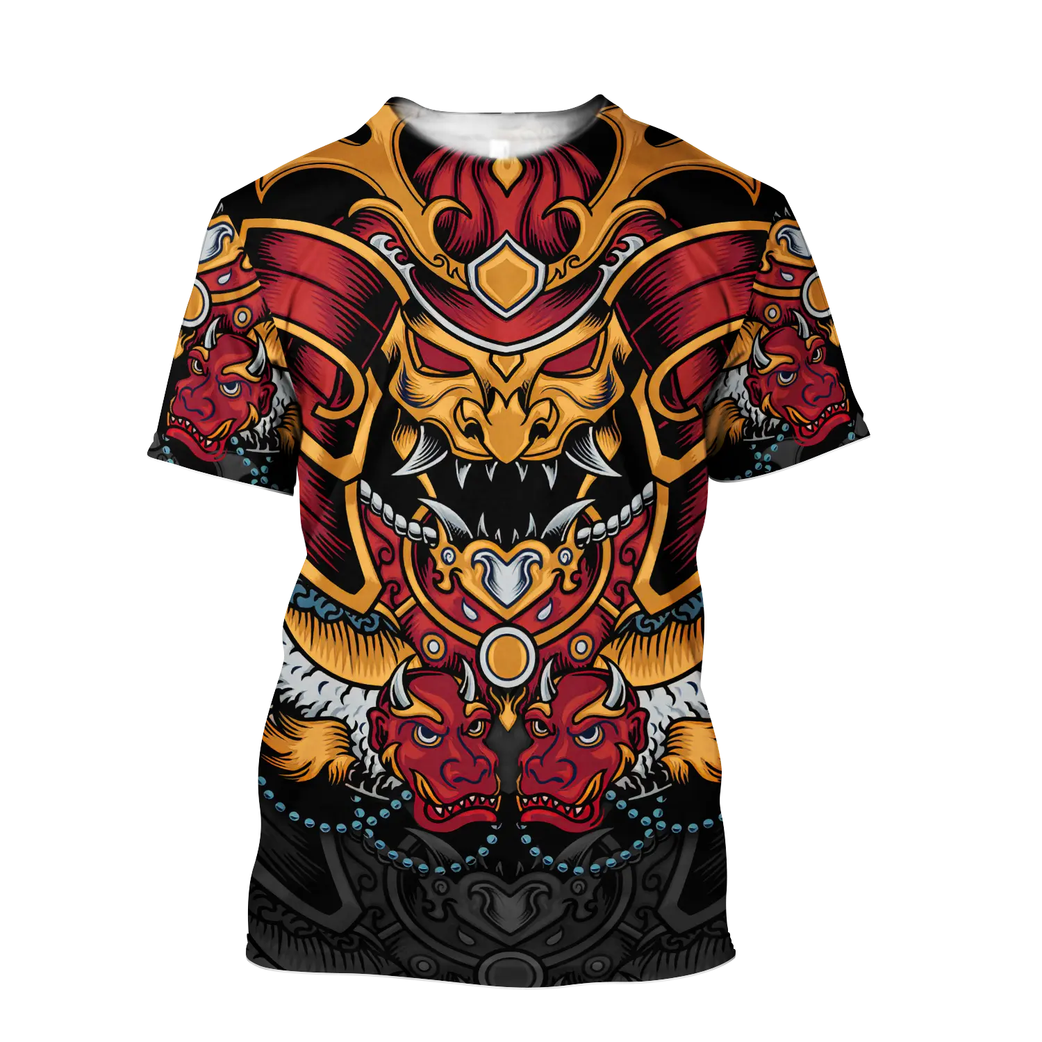 Camiseta de verão personalizada com tatuagem de samurai estampada em 3D para homens, camiseta de manga curta Harajuku unissex da moda verão