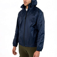 Chaqueta Cortavientos para Hombre, 100% Poliéster, Tela de Lona, Estilo Vintage, Media Cremallera, con Capucha, Impermeable, Transpirable, Ecológica, de Secado Rápido