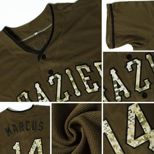 Auténtica camiseta de béisbol Salute to Service Custom Olive Camo-Ropa deportiva negra con técnicas impresas - Product Image 6