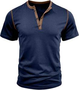 Tactus Industries TI-06 Men's Cotton <b>Henley</b> <b>Shirts</b> with Button Short Sleeve Fitted Muscle <b>T</b>-<b>Shirt</b> - Product Image 4