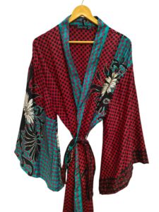 Party Wear Shirt Silk kimono For Woman's Multi Color Soft House Wear Multi Color Silk Blouse Short robe kimono Free Size lounge - Product Image 2