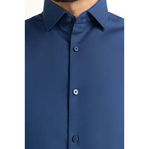 Chemises habillées décontractées pour hommes coupe moderne 100 % coton popeline tissé uni à rayures taille 3XL pour l'automne - Product Image 5