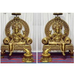 Estatua dorada de Ganapati para decoración de boda tradicional, estatua sentada tradicional de Ganesha para boda, decoración de estatua de Ganesha FRP - Product Image 1