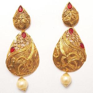Kriaa-Pendientes de gota de aleación de zinc chapados en oro de 18 quilates, 1307202B, piedra de diamante perla para bodas, fiestas, material de oro rosa para regalos - Product Image 1