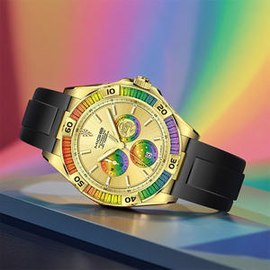 Customized Fashion Business Men's Luxury Stainless Steel Chronograph Sapphire Crystal Color Mosanite Automatic <b>Mechanical</b> <b>Watch</b> - Product Image 3