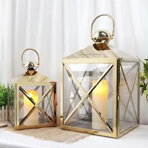 Royal Look Metal And Glass Candle <b>Lanterns</b> with Shiny Gold Plating For <b>Indoor</b> & Outdoor Decor Tabletop <b>Lanterns</b> - Product Image 2