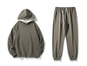 2025 personnalisé poids lourd 430 grammes coton français éponge à capuche pantalons de survêtement ensemble pour hommes surdimensionné blanc survêtement solide à capuche - Product Image 5