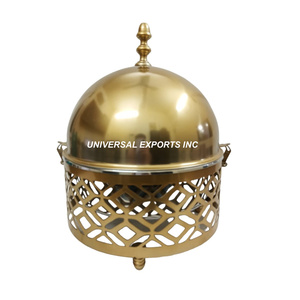 Caldero de madera de Corte Árabe, cazuela de diseñador de mesa con acabado de nogal, diseño árabe, nuevo calentador de alimentos de madera de lujo - Product Image 4