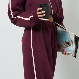 Conjunto Deportivo Corto para Mujer, Diseño de Alta Calidad en Color Sólido, Manga Larga y Cierre de Cremallera, Precio al por Mayor para Pedidos al por Mayor - Product Image 3