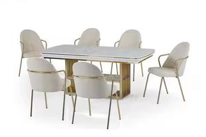 Meubles classiques modernes de luxe en fer Ensembles de dîner extensibles en métal pour la maison Hôtel Réglable Appartement Villa Salon Salle à manger - Product Image 3