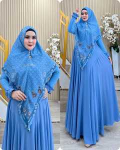 Alzena Blooming Aurora Outfit pour Muslimah Indonesia Premium Satin Magnifiquement Brodé Écharpe Mouvement Doux Impression Formelle - Product Image 5