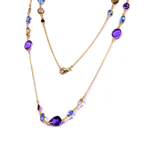 Lujo moda 925 plata esterlina chapado en oro fiesta desgaste Multi corte piedra señoras desgaste collar de cadena larga - Product Image 4