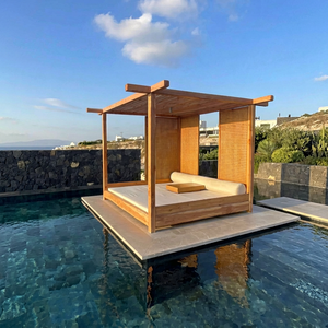 Cama de Día de Lujo para Exteriores con Toldo de Teca Sólida, Cama Lounge para Piscina, Muebles de Patio para Resort y Villa, Fabricante de Indonesia - Product Image 1
