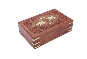 Handmade Decorative Carved Wooden Boxes Home Office Locking Wood Storage <b>Hinged</b> Lid Keepsake Carved Wooden <b>Box</b> - Product Image 3